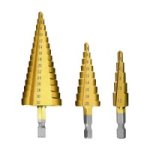 3 Piece Step Drill Bit Set - Titanium Coated - Gold
