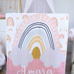 Fleece Blanket Boho Rainbow And Sun