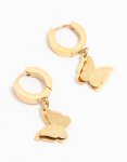 Waterproof Gold Plated Stainless Steel Classic Baguette Huggie Earrings