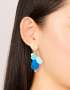 Goldair Gold Textured & Blue Beaded Drop Earrings