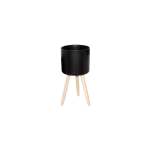 Black Ceramic Planter With Stand - Medium