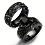Couples Rings Fashionable Creative Rhinestone Decor Ring His And Hers Rings Romantic Matching Ring