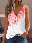 Floral Print V Neck Tank Top Casual Sleeveless Top For Summer Women's Clothing