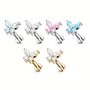 Elegant Butterfly Studs Cubic Zirconia Lip Nose Ear Piercing 316 Surgical Stainless Steel Internal Thread Twist Faux Jewelry For Earlobe Cartilage Helix Stylish Simplistic