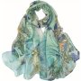 Pastoral Plant Printed Scarf Elegant Thin Breathable Shawl Sunscreen Windproof Lightweight Scarves For Women