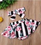 Black Stripe Pink Rose Bloomer Skirt And Headband
