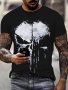 Skull Graphic 3D Print Men's Crew Neck Short Sleeve Tees Summer Trendy T-Shirt Casual Comfortable Versatile Top For Daily Outdoor Street Wear