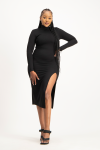Skylar Turtleneck Bodycon Dress With Slit - M