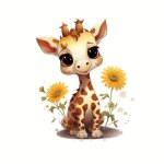 6-INCH Giraffe & Flowers Iron-on Transfer Decal - Multicolor Vinyl Heat Transfer Sticker For Diy T-shirts Bags - Durable Stretch
