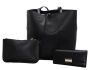 Fino BK-114 + 5696 Faux Leather 3 In 1 Tote Bag & Pouch Set With Purse