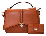 Fino BK-117 + 975-093 Faux Leather Elegant Satchel Handbag With Purse Set