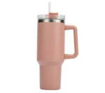 1.2L Tumbler With Handle Straw Lid Stainless Steel Travel Mug Water Bottle - Hot Pink