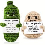 2PCS Positive Potato And Emotional Support Pickle Cute Stuff For Home Decor Funny Gifts For Women Handmade Cool Stuff Small Gift