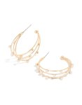 Goldair Gold Pearl Open Layered Hoop Earrings