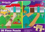 36 Piece A4 Wooden Puzzle Day And Night