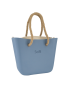 Designer Tote Handbag - Blue - Beige - Beige Rope