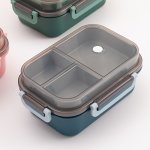 1PC Lunch Boxes Double-layer Lunch Box With Lid Sealed Divided Compartment Bento Box Microwave Oven Heating Rice Meal Box With T