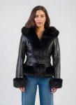 Sissy Boy Cherish You Belted Faux Fur Black Jacket - XL Black