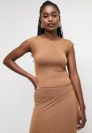 Extended Sleeve Open Back Top - Tan