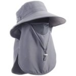 Sun Protection Hat With Neck Flap Outdoor Hiking Beach Sun Hat - Darkgray