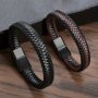 Fashion Retro Men's Leather Open Bangle Simple Multi-size Woven Leather Hand Rope Outdoor Sports Gift