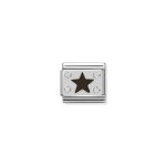 Composable Classic Link Black Plate With Star In Enamel And Stones