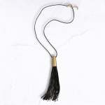 Giant Tassel Long Necklace - Black Free