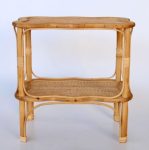 Scalloped Rattan Side Table With Shelf 60X60X37CM