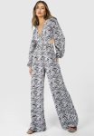 Zebra Wrap Cut Out Jumpsuit - Black