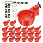 Poultry Feeder And Drinker Set 20-PIECE Automatic Watering And Feeding System For Chickens Ducks Birds Self-regulating Durable P