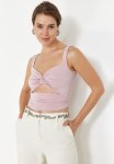 Crop Knitted Window cut Out Detailed Blouse - Powder
