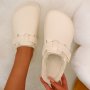 Solid Color Plush Lined Clogs Slip On Soft Sole Platform Winter Plush Shoes Home Warm Lined Cozy Shoes