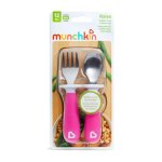 Munchkin Raise Fork & Spoon Set Assorted - Pink