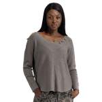 Multi Heart Button Detail Top - Taupe Free