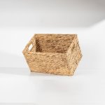 Rectangular Water Hyacinth Cut Out Handle Woven Basket - Natural Light - Large 50X24X32CM