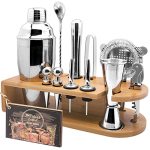 Cocktail Shaker Set With Stand Mixology Bartender Kit|bar Tool For Drink Mixing Cocktail Shaker Bar Accessories For Home Bar Set