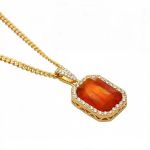 Men's Hip Hop MINI Diamond Gemstone Pendant Necklace Trendy Alloy Chain