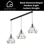 Black Diamond Shaped Pendant - 3LIGHT Lantern Straight