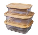 Yue 3-PIECE Glass Food Storage Container Set With Bamboo Lids