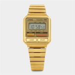 Casio Men&apos S Gold Plated Stainless Steel Digital Watch