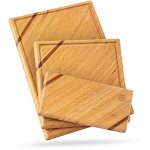 Chorus Bamboo Cutting Board Set With Juice Groove Set Of 3 - Luxury Organic Wood Chopping Board For Kitchen Wooden Cutting Board