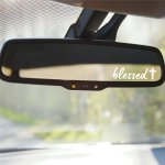 1PC "blessed" Car Vinyl Sticker English Decal Safe Driving Sticker Rearview Mirror Sticker Phone Rear Cover Laptop Kettle Car Wi