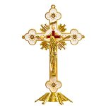 Calculs 8-INCH Catholic Crucifix Table Cross White And Gold
