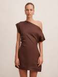Danielle Asym Linen MINI Dress - 16 Chocolate