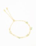 Goldair Gold Plated Green Semi Precious Stone Layered Toggle Bracelet