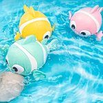 Floating Children's Bath Toys Chain Swimming Clown Fish Floating Water Toys Wind-up Bathtub Toys Boys Girls Bath Toys Bathtub To