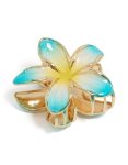 Goldair Gold Yellow & Blue Enamel Frangipani Flower Claw Clip
