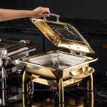 Goldair Gold Stainless Steel Square Chafing Dish With Flip Top - Silver