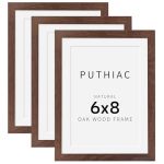 Puthiac 6X8 Solid Oak Wood Picture Frame Fits 5X7 With Mat Or 6X8 Without Mat Wall Or Tabletop Display With Stand Vertical Or Ho
