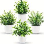 4PCS Set Of Artificial Evergreen Bonsai Plants Maintenance-free Green Quiet Home And Activity Kit Artificial Evergreen Plants In